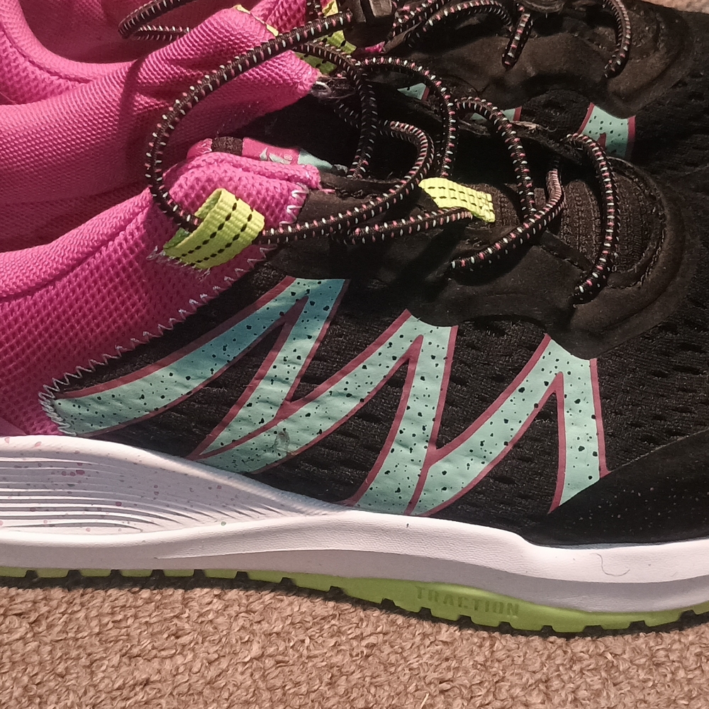 Avia Black and Pink Sneakers with Green Accents